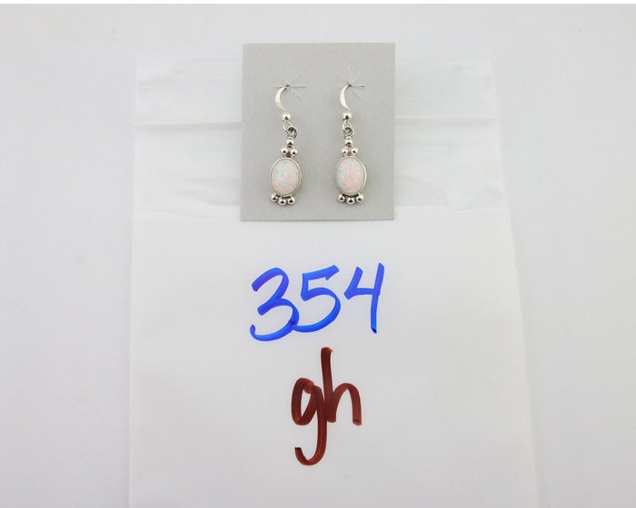 Navajo Dangle Earrings 925 Silver Natural Opal Artist Signed Montoya C.80's