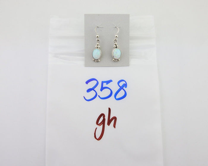 Navajo Dangle Earrings 925 Silver Natural Opal Artist Signed Montoya C.80's