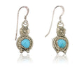 Navajo Dangle Earrings 925 Silver Natural Turquoise Artist Signed DB C.80's