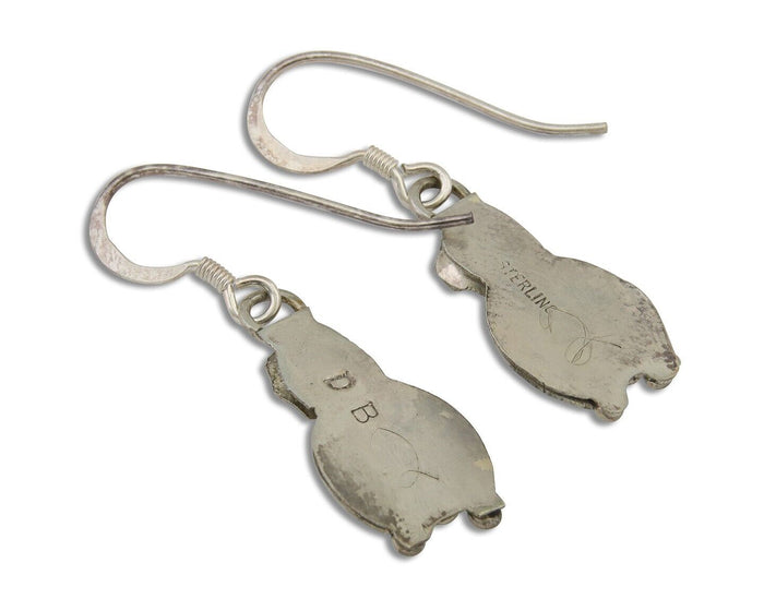 Navajo Dangle Earrings 925 Silver Natural Turquoise Artist Signed DB C.80's
