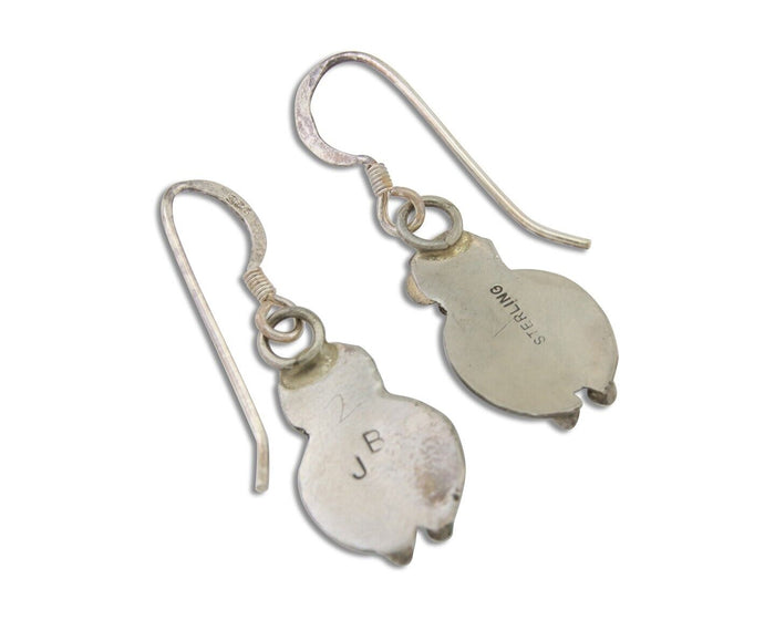 Navajo Dangle Earrings 925 Silver Natural Turquoise Artist Signed DB C.80's
