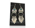 Navajo Dangle Earrings 925 Silver Natural Turquoise Artist Signed ES C.80's