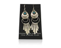 Navajo Dangle Earrings 925 Silver Natural Turquoise Artist Signed ES C.80's