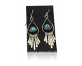 Navajo Dangle Earrings 925 Silver Natural Turquoise Artist Signed JB C.80's