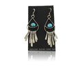 Navajo Dangle Earrings 925 Silver Natural Turquoise Artist Signed JB C.80's