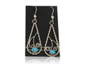 Navajo Dangle Earrings 925 Silver Natural Turquoise Artist Signed JB C.80's