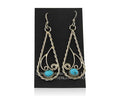 Navajo Dangle Earrings 925 Silver Natural Turquoise Artist Signed JB C.80's