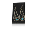 Navajo Dangle Earrings 925 Silver Natural Turquoise Artist Signed JB C.80's