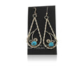 Navajo Dangle Earrings 925 Silver Natural Turquoise Artist Signed JB C.80's