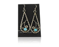Navajo Dangle Earrings 925 Silver Natural Turquoise Artist Signed JB C.80's