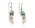 Navajo Dangle Earrings 925 Silver Natural Turquoise Artist Signed JB C.80's