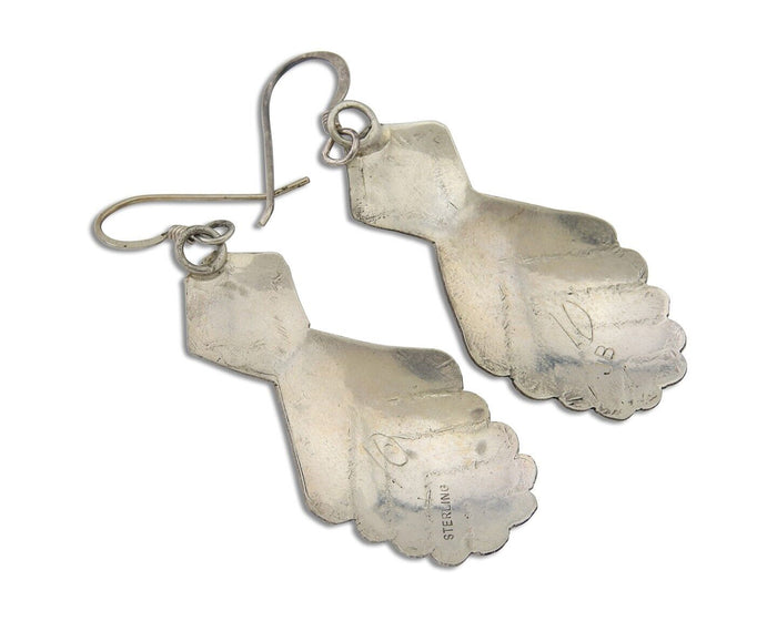 Navajo Dangle Earrings 925 Silver Natural Turquoise Artist Signed JB C.80's