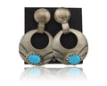 Navajo Dangle Earrings 925 Silver Natural Turquoise Artist Signed KF C.80's