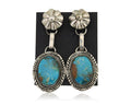 Navajo Dangle Earrings 925 Silver Natural Turquoise Artist Signed Mike Begay C80