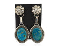 Navajo Dangle Earrings 925 Silver Natural Turquoise Artist Signed Mike Begay C80