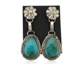 Navajo Dangle Earrings 925 Silver Natural Turquoise Artist Signed Mike Begay C80