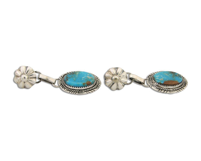 Navajo Dangle Earrings 925 Silver Natural Turquoise Artist Signed Mike Begay C80