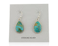 Navajo Dangle Earrings 925 Silver Natural Turquoise Artist Signed Montoya C.80's