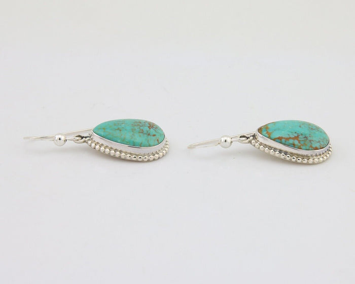 Navajo Dangle Earrings 925 Silver Natural Turquoise Artist Signed Montoya C.80's