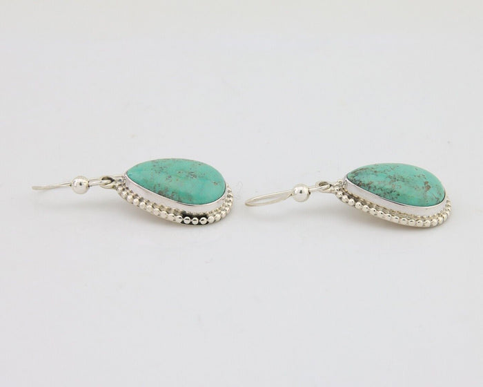 Navajo Dangle Earrings 925 Silver Natural Turquoise Artist Signed Montoya C.80's