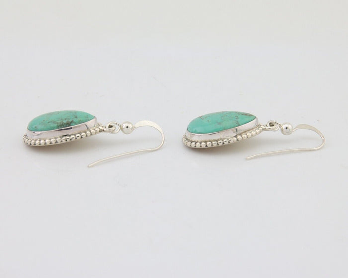 Navajo Dangle Earrings 925 Silver Natural Turquoise Artist Signed Montoya C.80's