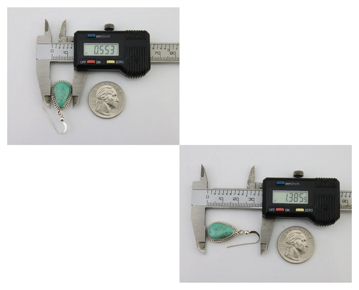 Navajo Dangle Earrings 925 Silver Natural Turquoise Artist Signed Montoya C.80's