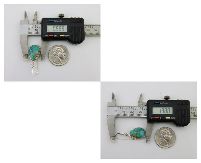 Navajo Dangle Earrings 925 Silver Natural Turquoise Artist Signed Montoya C.80's
