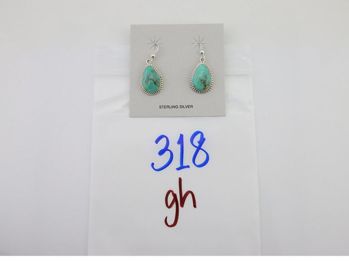 Navajo Dangle Earrings 925 Silver Natural Turquoise Artist Signed Montoya C.80's
