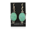 Navajo Dangle Earrings 925 Silver Natural Turquoise Native American Artist C80s