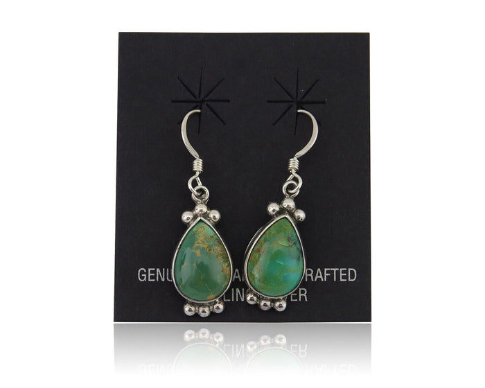 Navajo Dangle Earrings 925 Silver Natural Turquoise Native American Artist C.80s