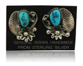 Navajo Dangle Earrings 925 Silver Natural Turquoise Native American Artist C80s