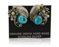 Navajo Dangle Earrings 925 Silver Natural Turquoise Native American Artist C80s