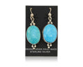 Navajo Dangle Earrings 925 Silver Natural Turquoise Native American Artist C80s
