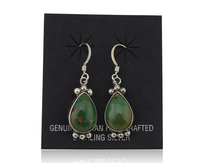 Navajo Dangle Earrings 925 Silver Natural Turquoise Native American Artist C80s