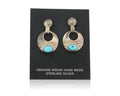 Navajo Dangle Earrings 925 Silver Natural Turquoise Native American Artist C80s