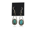 Navajo Dangle Earrings 925 Silver Natural Turquoise Native American Artist C.80s