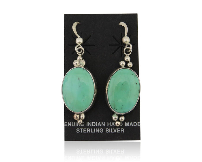 Navajo Dangle Earrings 925 Silver Natural Turquoise Native American Artist C80s