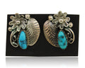 Navajo Dangle Earrings 925 Silver Natural Turquoise Native American Artist C80s