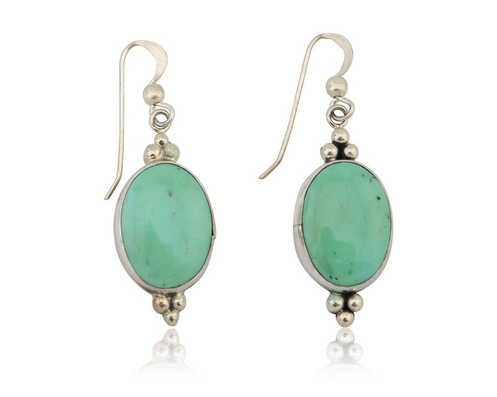 Navajo Dangle Earrings 925 Silver Natural Turquoise Native American Artist C80s