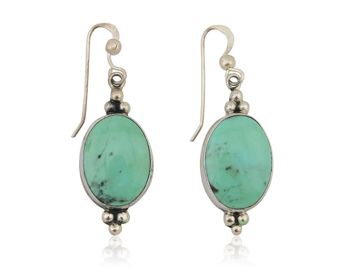 Navajo Dangle Earrings 925 Silver Natural Turquoise Native American Artist C80s