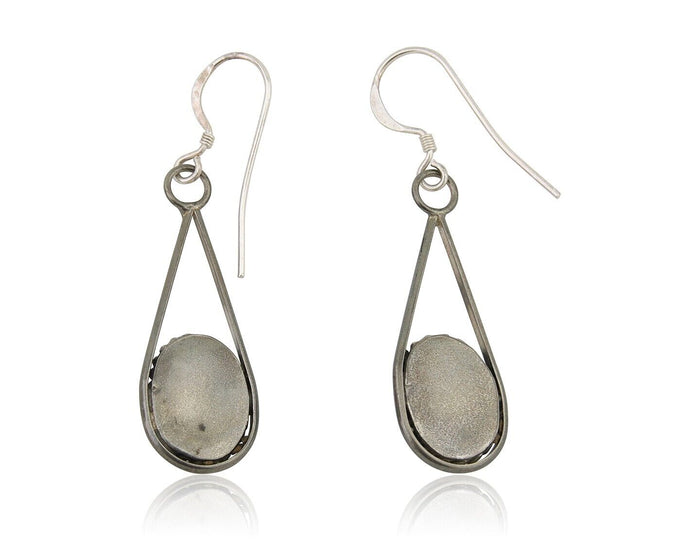Navajo Dangle Earrings 925 Silver Natural Turquoise Native American Artist C.80s