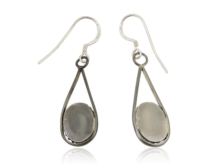 Navajo Dangle Earrings 925 Silver Natural Turquoise Native American Artist C.80s