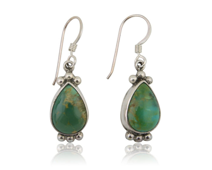 Navajo Dangle Earrings 925 Silver Natural Turquoise Native American Artist C.80s