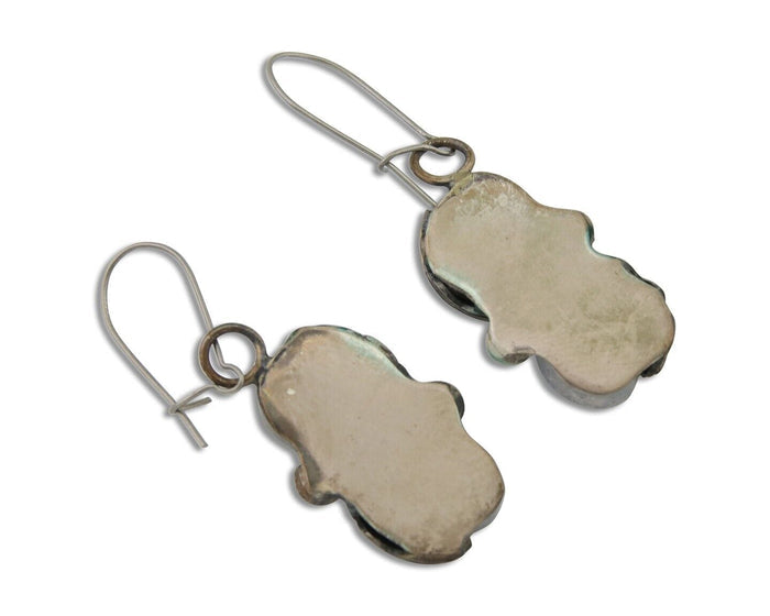 Navajo Dangle Earrings 925 Silver Natural Turquoise Native American Artist C80s