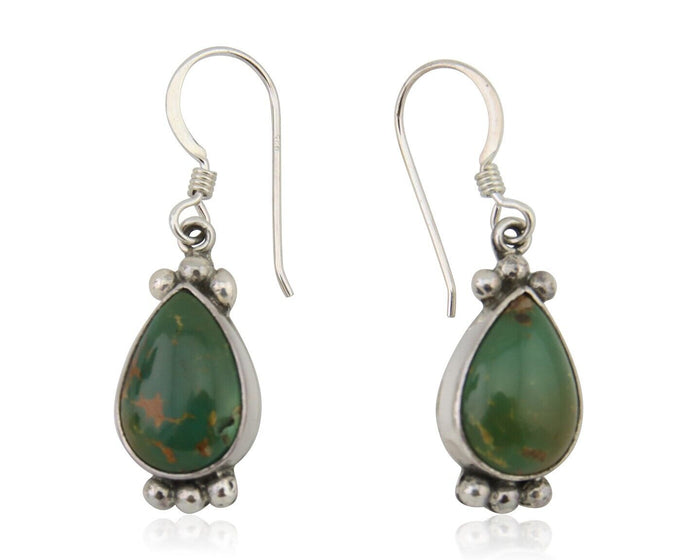 Navajo Dangle Earrings 925 Silver Natural Turquoise Native American Artist C80s