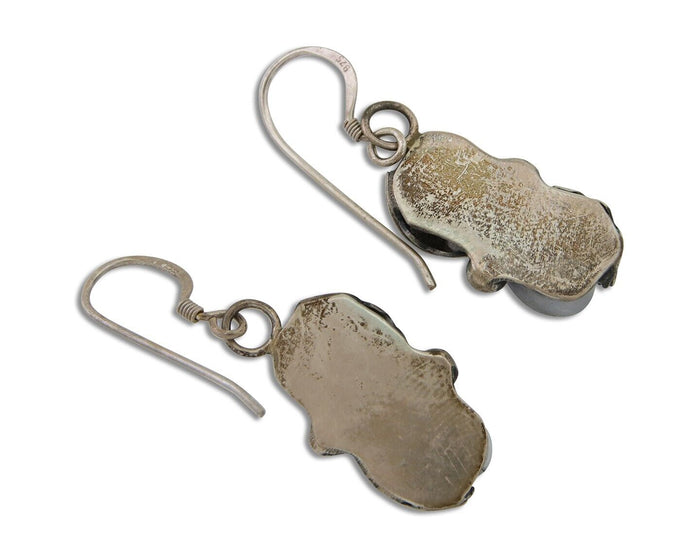 Navajo Dangle Earrings 925 Silver Natural Turquoise Native American Artist C80s