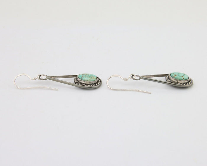 Navajo Dangle Earrings 925 Silver Natural Turquoise Native American Artist C.80s