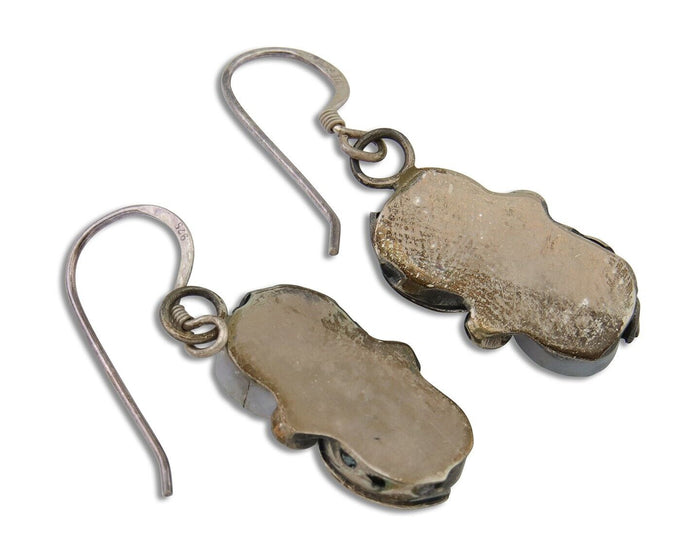 Navajo Dangle Earrings 925 Silver Natural Turquoise Native American Artist C80s