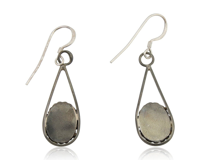 Navajo Dangle Earrings 925 Silver Natural Turquoise Native American Artist C.80s