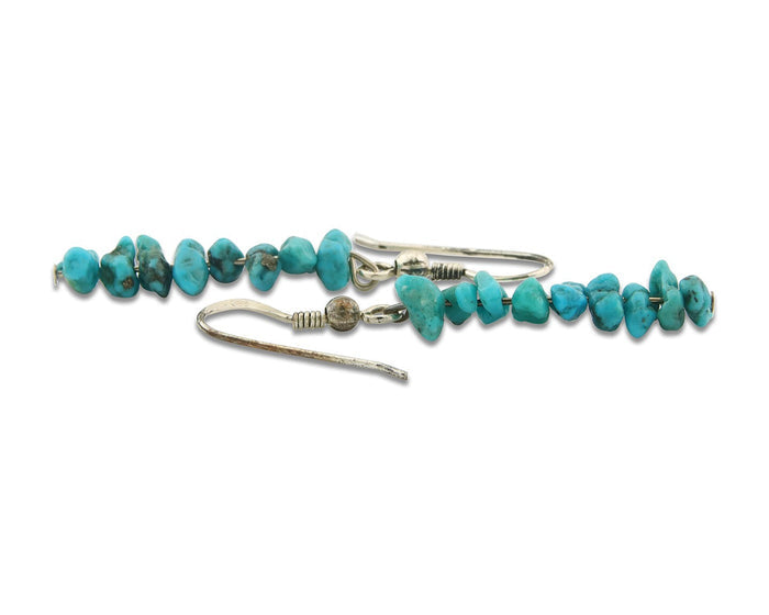 Navajo Dangle Earrings 925 Silver Natural Turquoise Native American Artist C80s